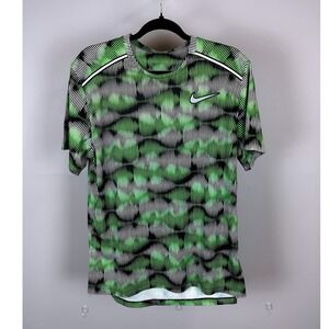 Nike Dri-FIT Graphic Performance T Shirt Size Medium Green Black Geometric Wave
